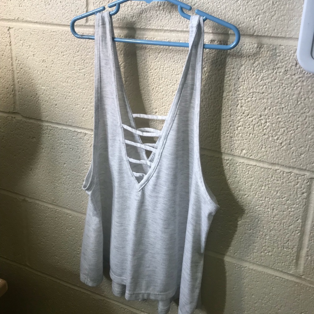 V neck cross white tank
